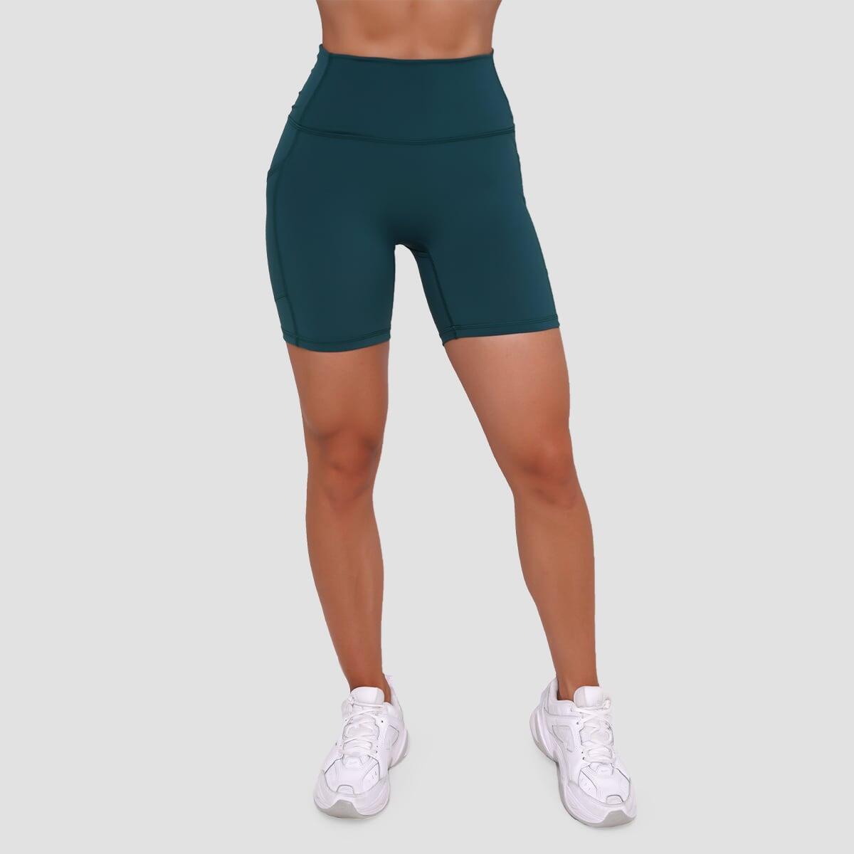 Szorty damskie fitness slim z kieszeniami zielone Ignite