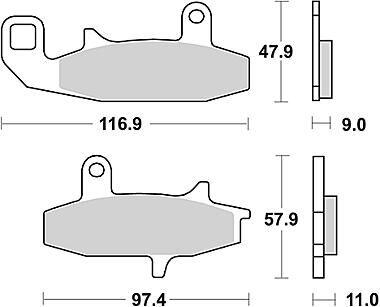 Klocki hamulcowe TRW MCB 597, organiczne, grubość 9 mm