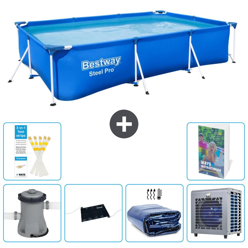 BESTWAY Basen Steel Pro Prostokątny - 300x201x66 cm - 7-częściowy S216