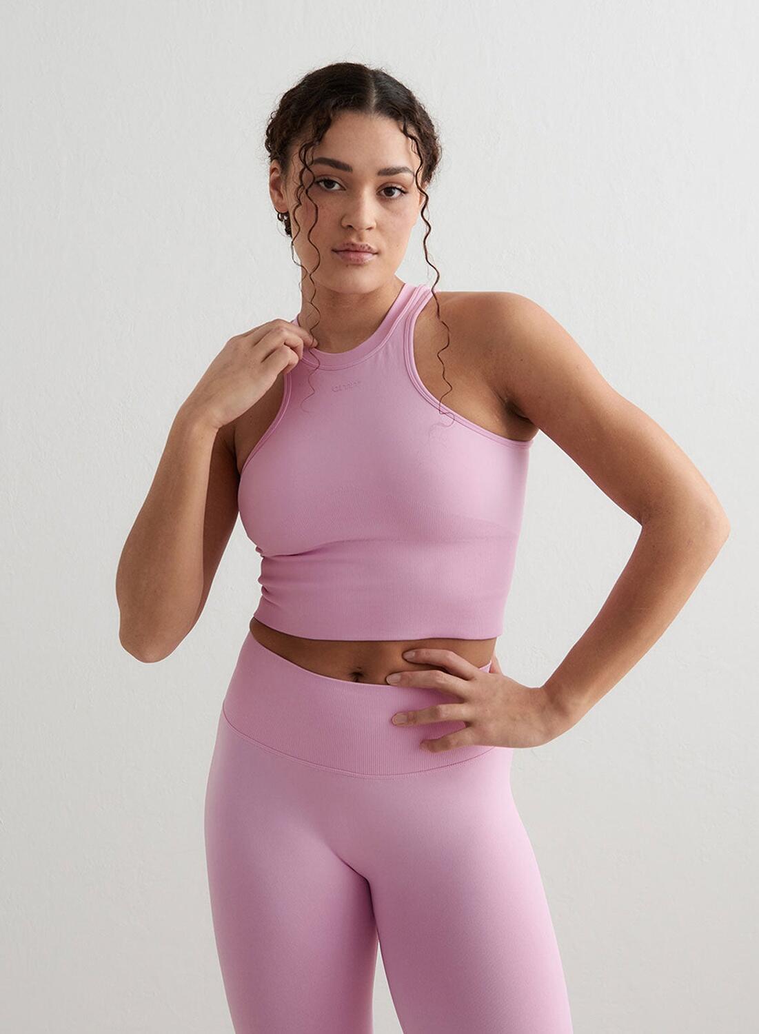 Damski top racerfront, lekkie wsparcie, dwuwarstwowy Shape Seamless różowy