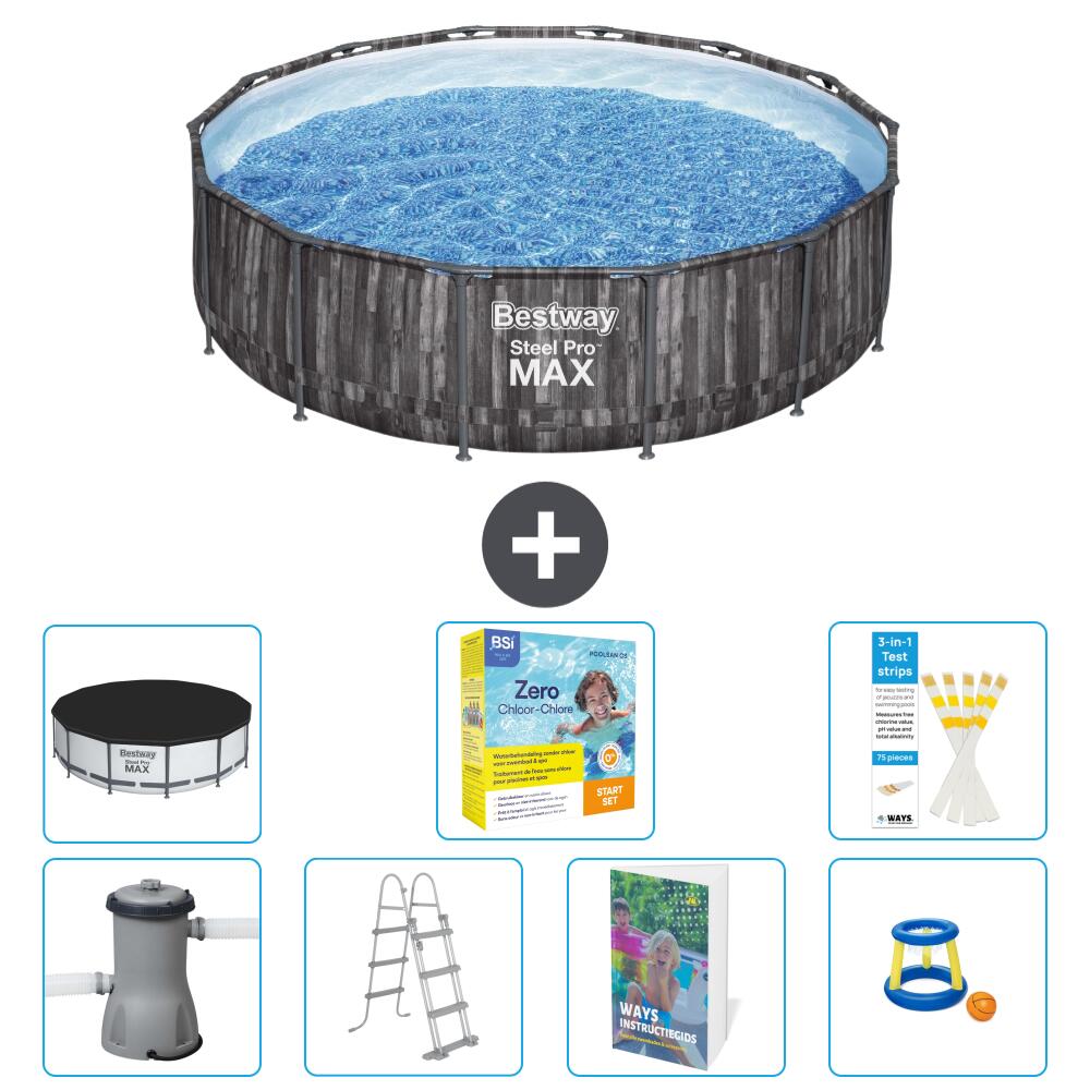 BESTWAY Basen Steel Pro MAX Okrągły - 427x107 cm - 8-częściowy S529