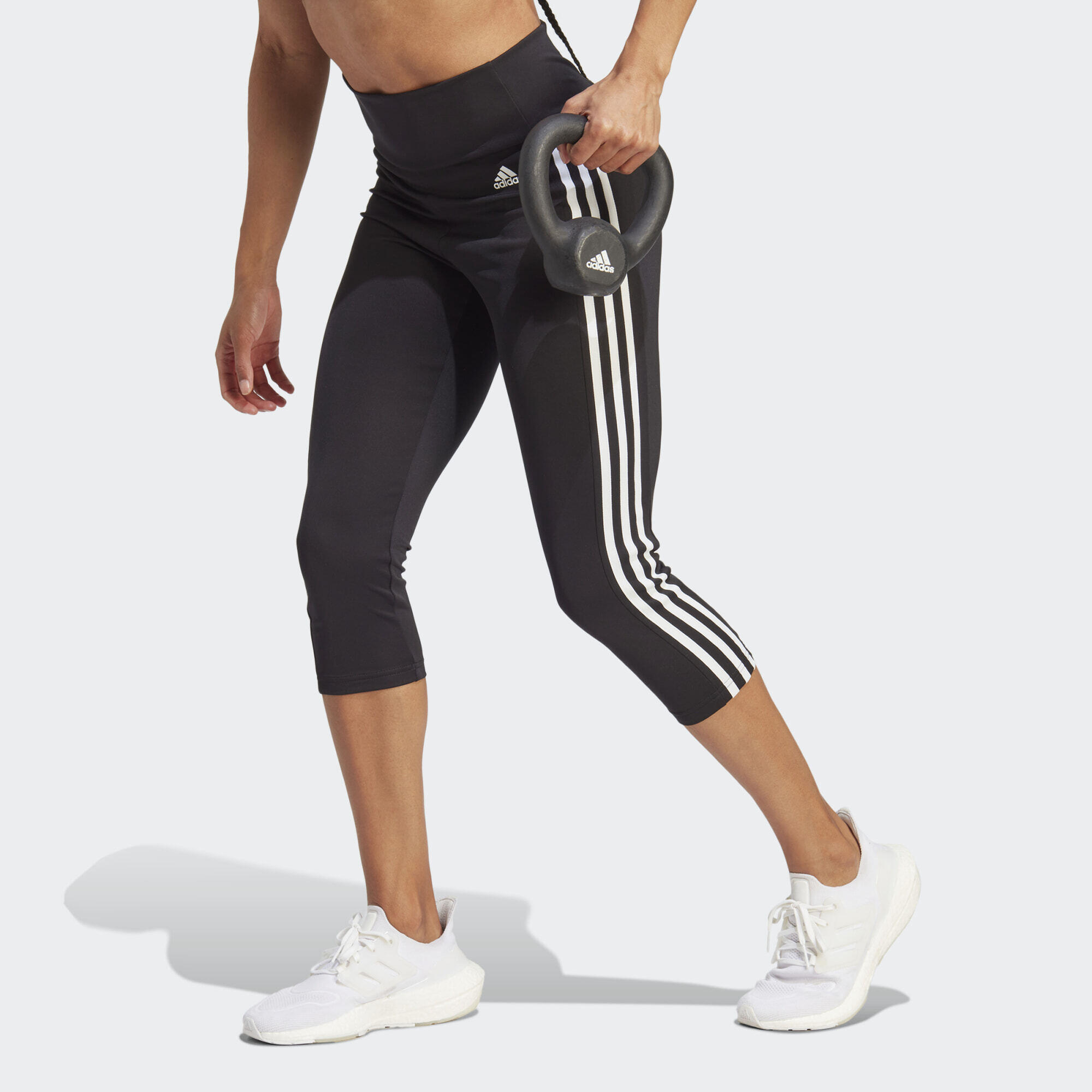 Damskie legginsy z wysoką talią adidas Designed To Move 3-Bandes 3/4 Sport
