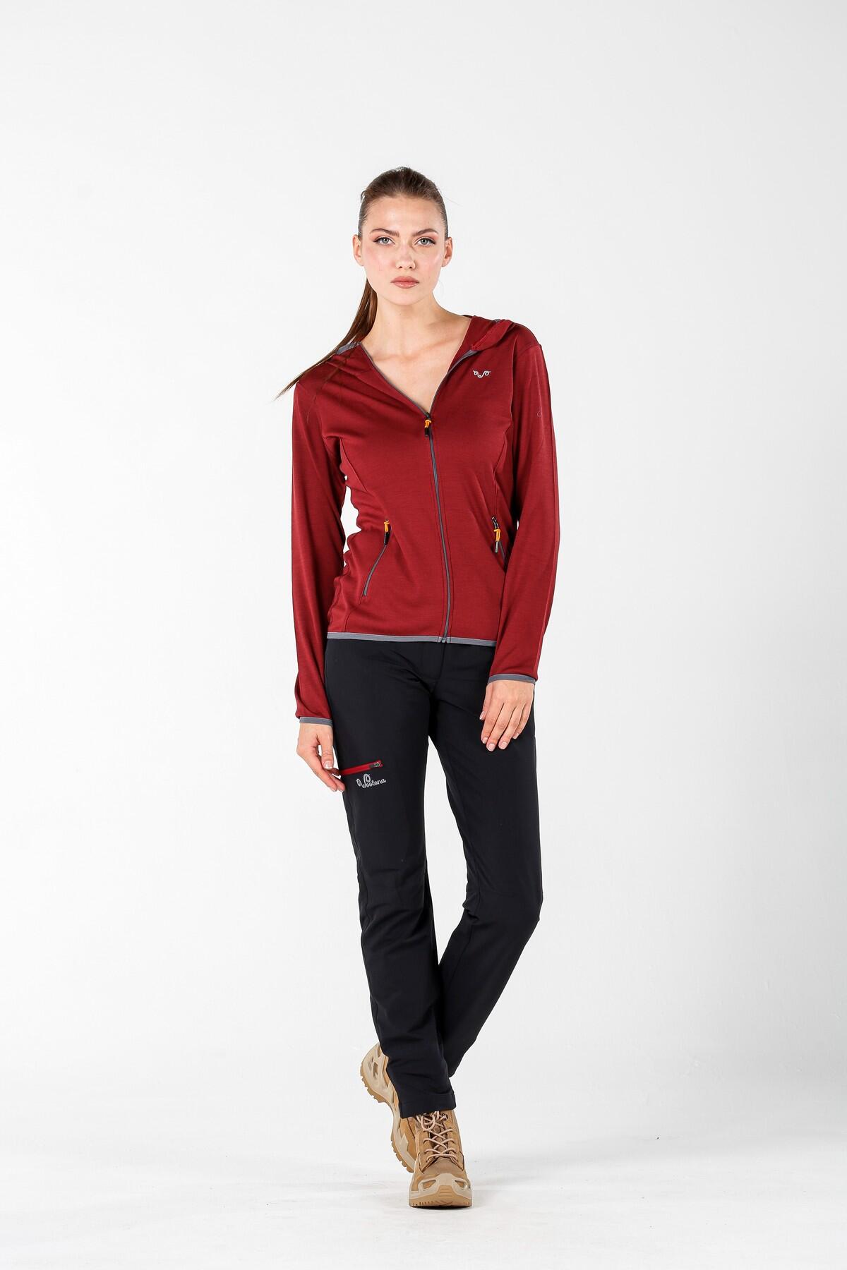 Damska bluza rozpinana z kapturem 100% Merino - Marin/Woolona