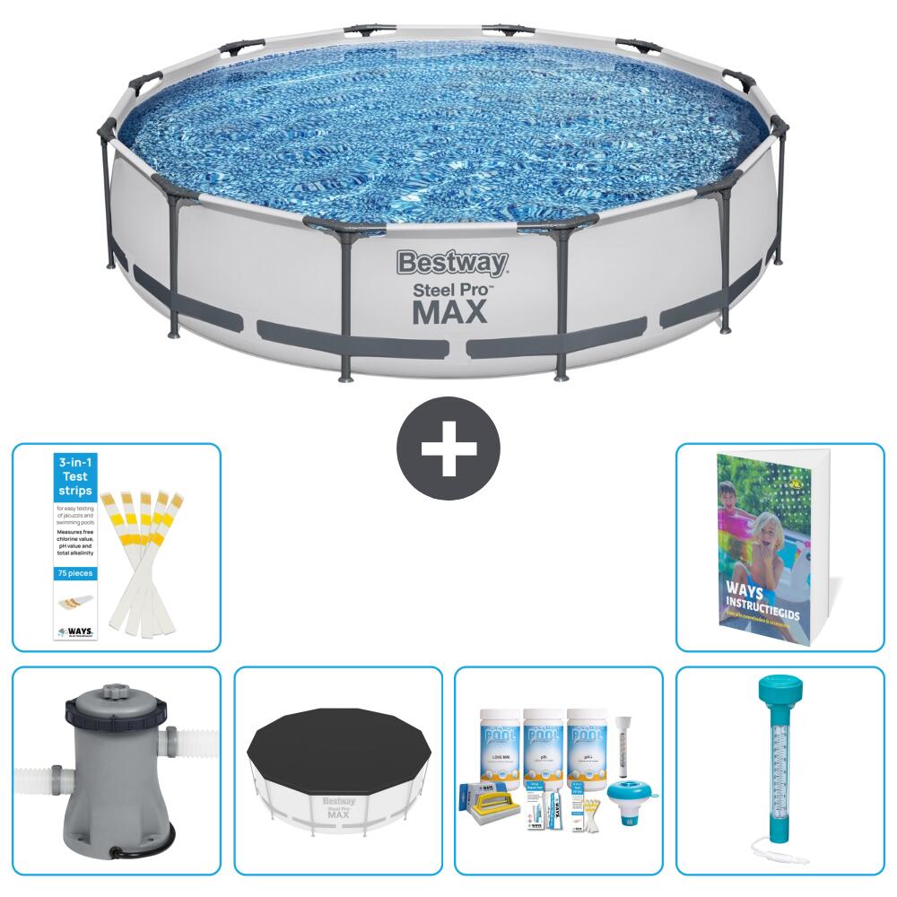BESTWAY Basen Steel Pro MAX Okrągły - 366x76 cm - 7-częściowy S226