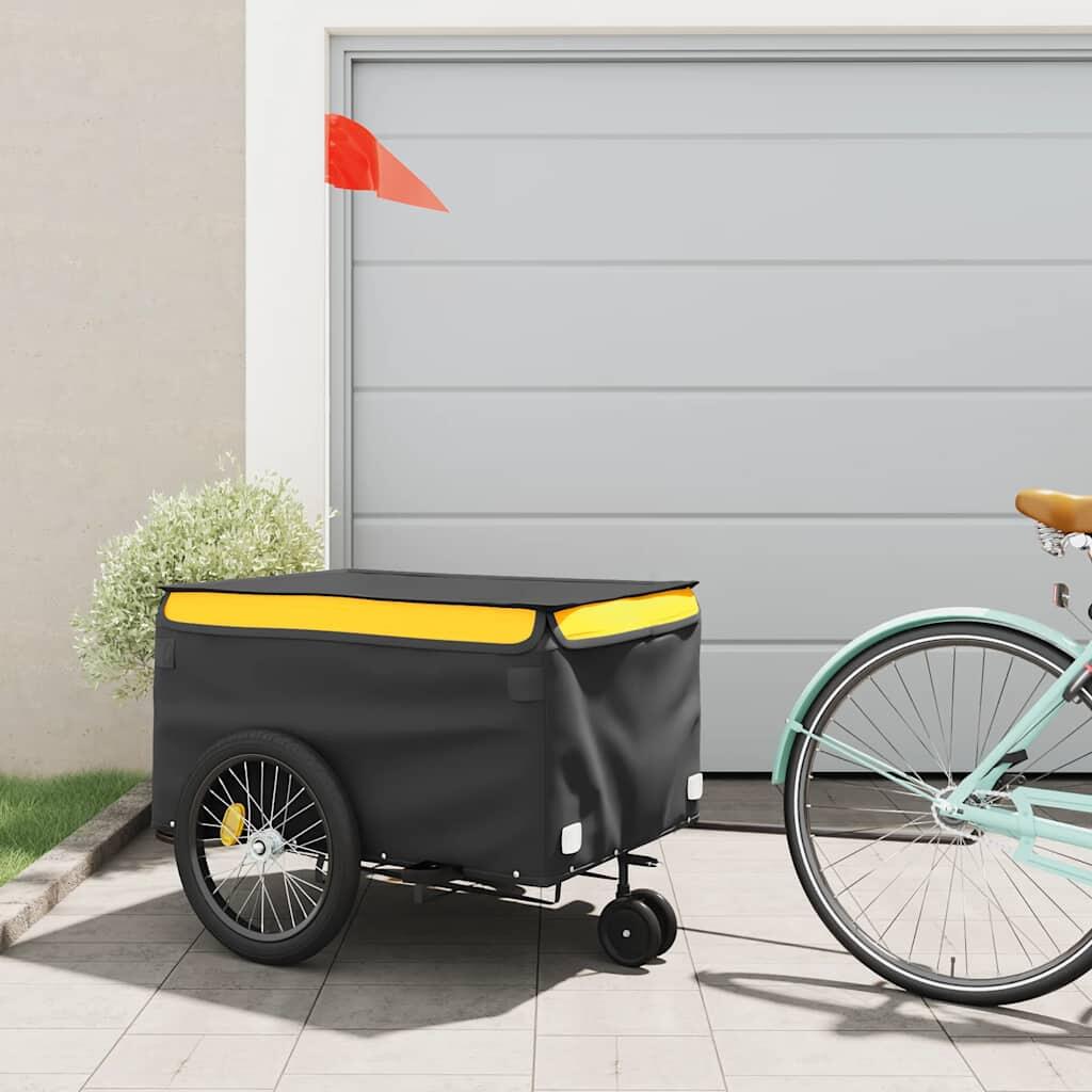 Przyczepka rowerowa VidaXL 45 kg żelazo czarna i żółta