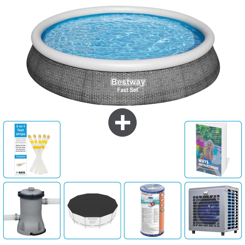 BESTWAY Basen Fast Set Okrągły - 396x84 cm - 7-częściowy S203