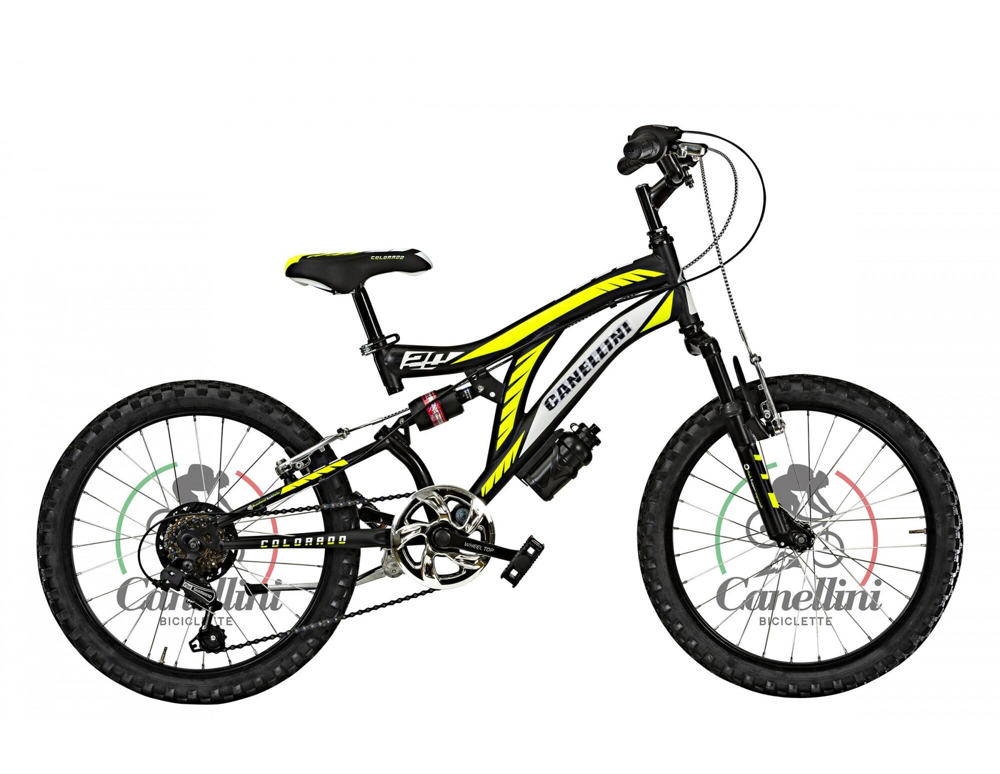Rower Dziecięcy MTB Canellini COLORADO 20 z pełnym zawieszeniem - Czarny/Żółty