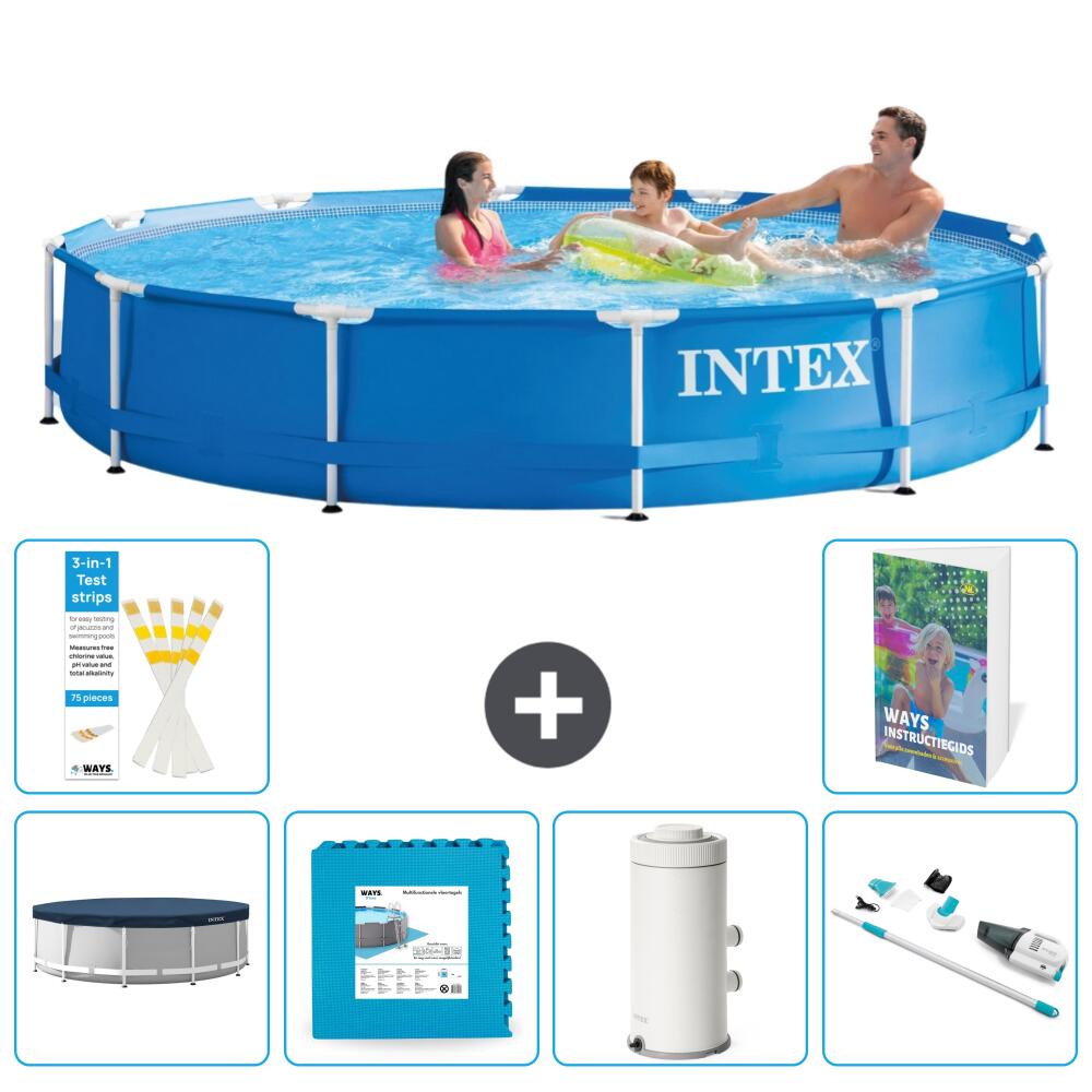 INTEX Basen ze stelażem Okrągły - 366x76 cm - 7-częściowy S9