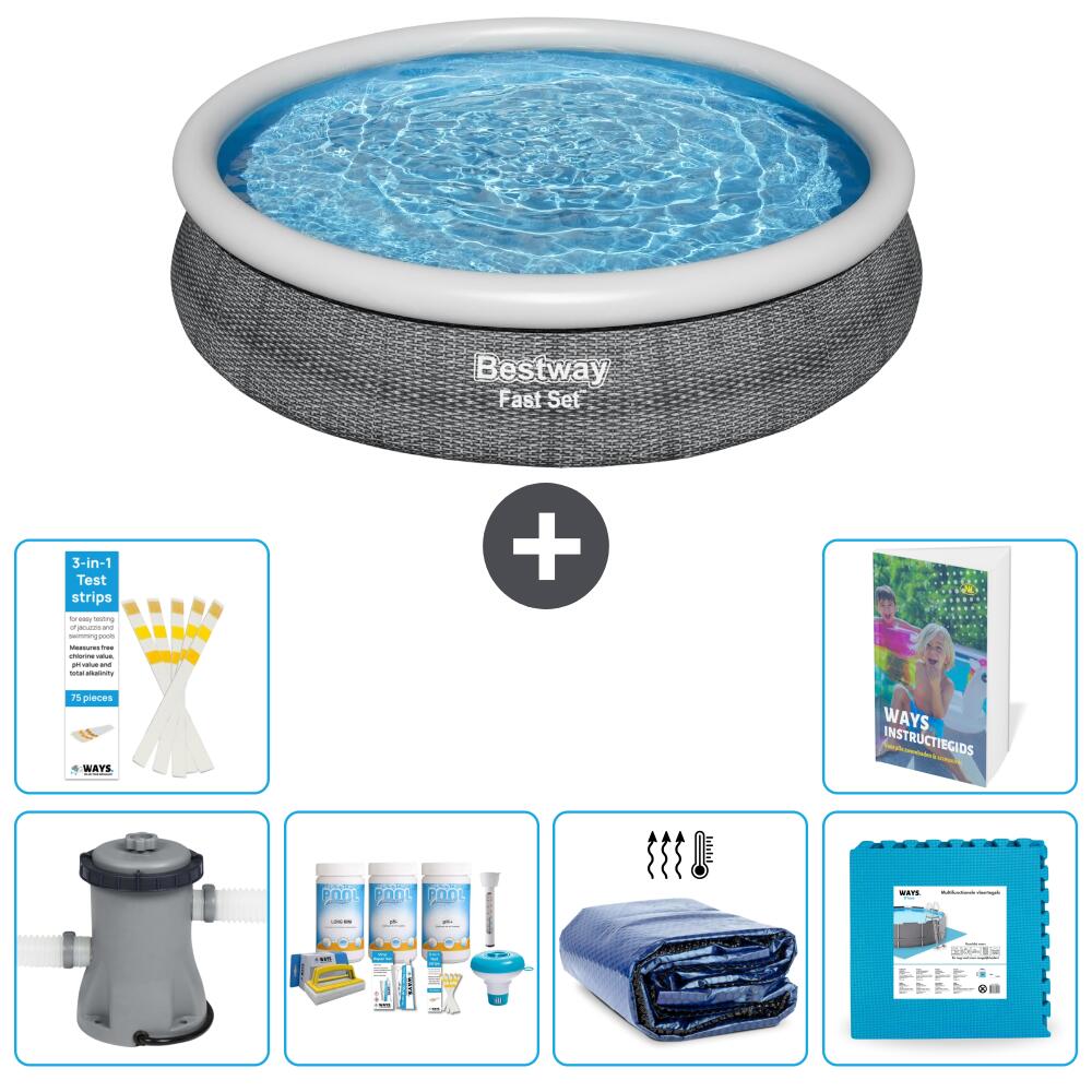 BESTWAY Basen Fast Set Okrągły - 366x76 cm - 7-częściowy S188