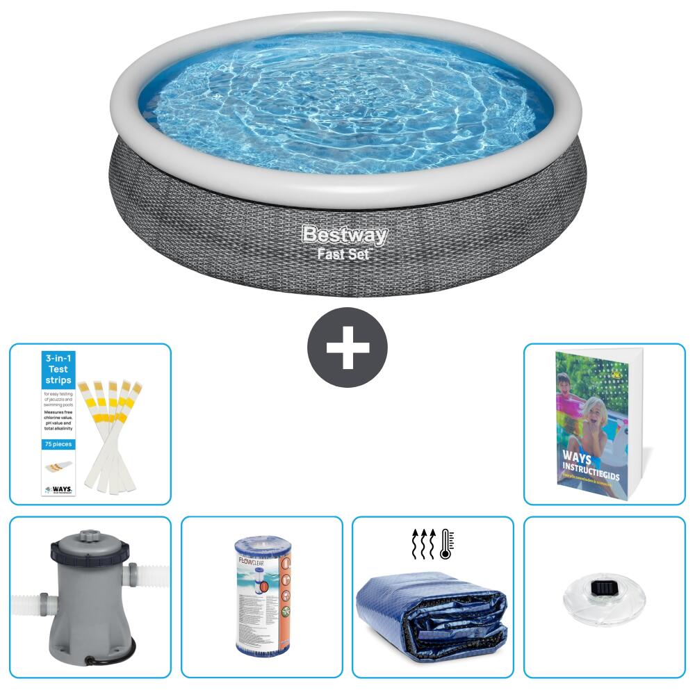 BESTWAY Basen Fast Set Okrągły - 366x76 cm - 7-częściowy S275