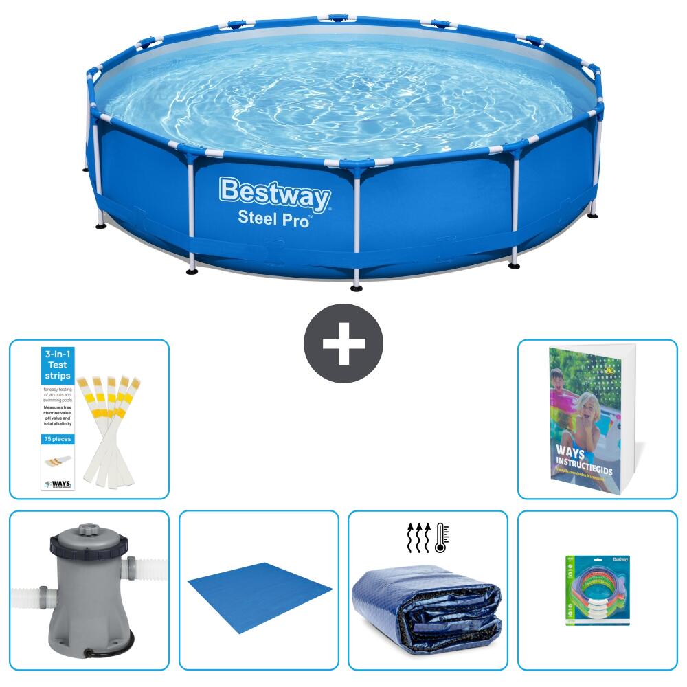 BESTWAY Basen Steel Pro Okrągły - 366x76 cm - 7-częściowy S220