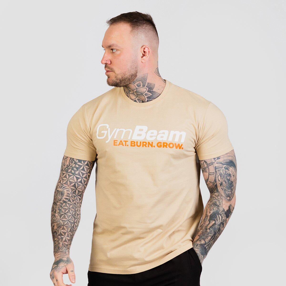 Koszulka męska fitness regular piaskowa Grow