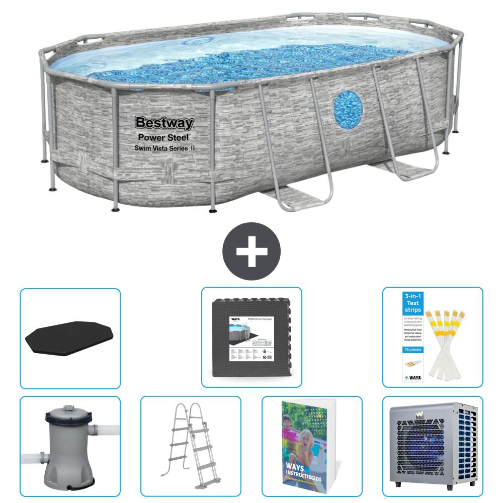 BESTWAY Basen Power Steel Owalny - 427x250x100 cm - 8-częściowy S538