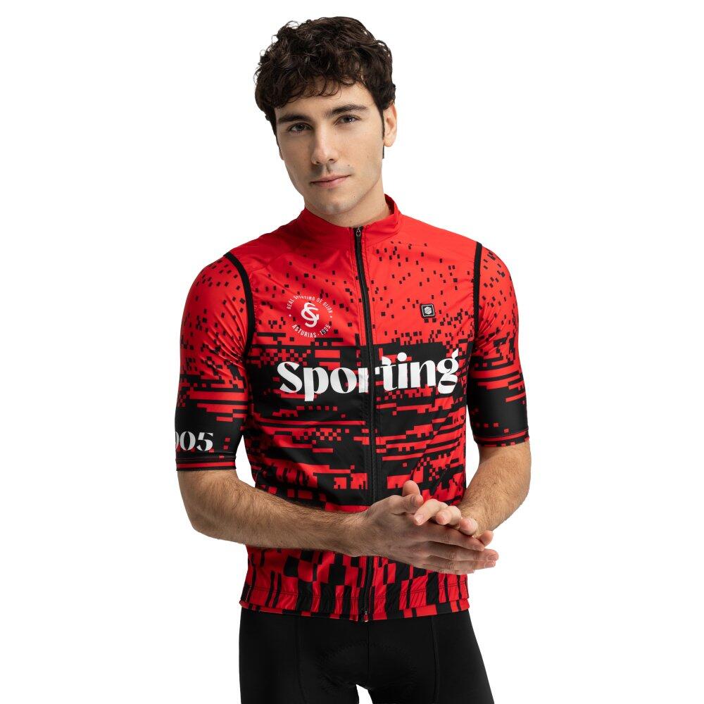 Męska wiatroszczelna kamizelka rowerowa Real Sporting de Gijón x Siroko Kolars