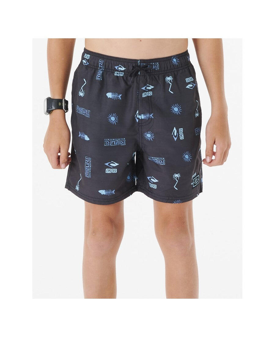 Spodenki surfingowe chłopięce Rip Curl Tube Heads Sun Volley Mesh -Bo czarny