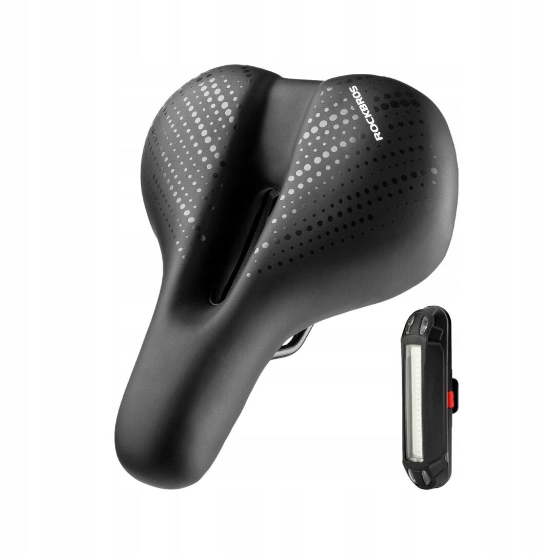 Siodełko rowerowe Rockbros unisex miękkie na sprężynach + lampka