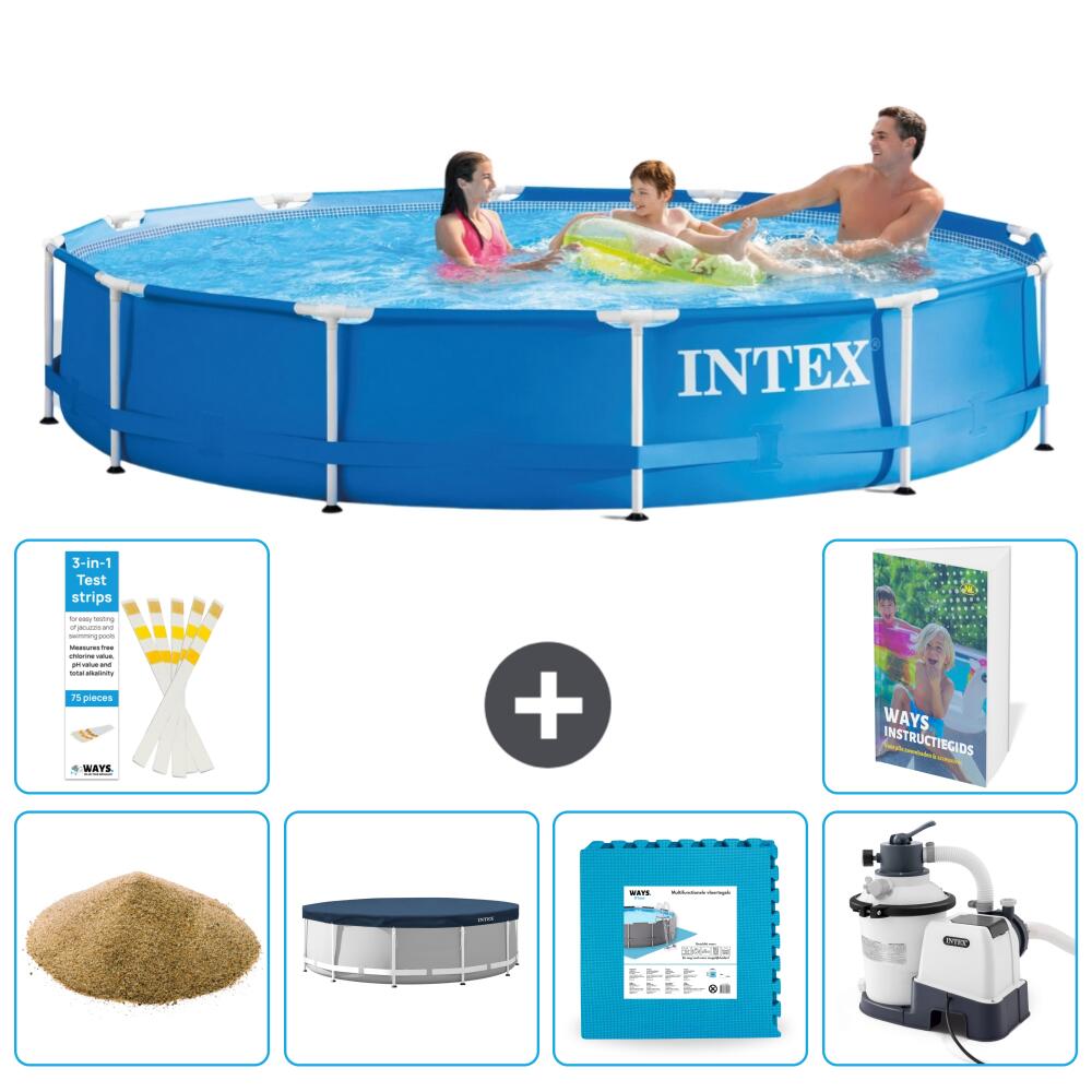 INTEX Basen ze stelażem Okrągły - 366x76 cm - 7-częściowy S35