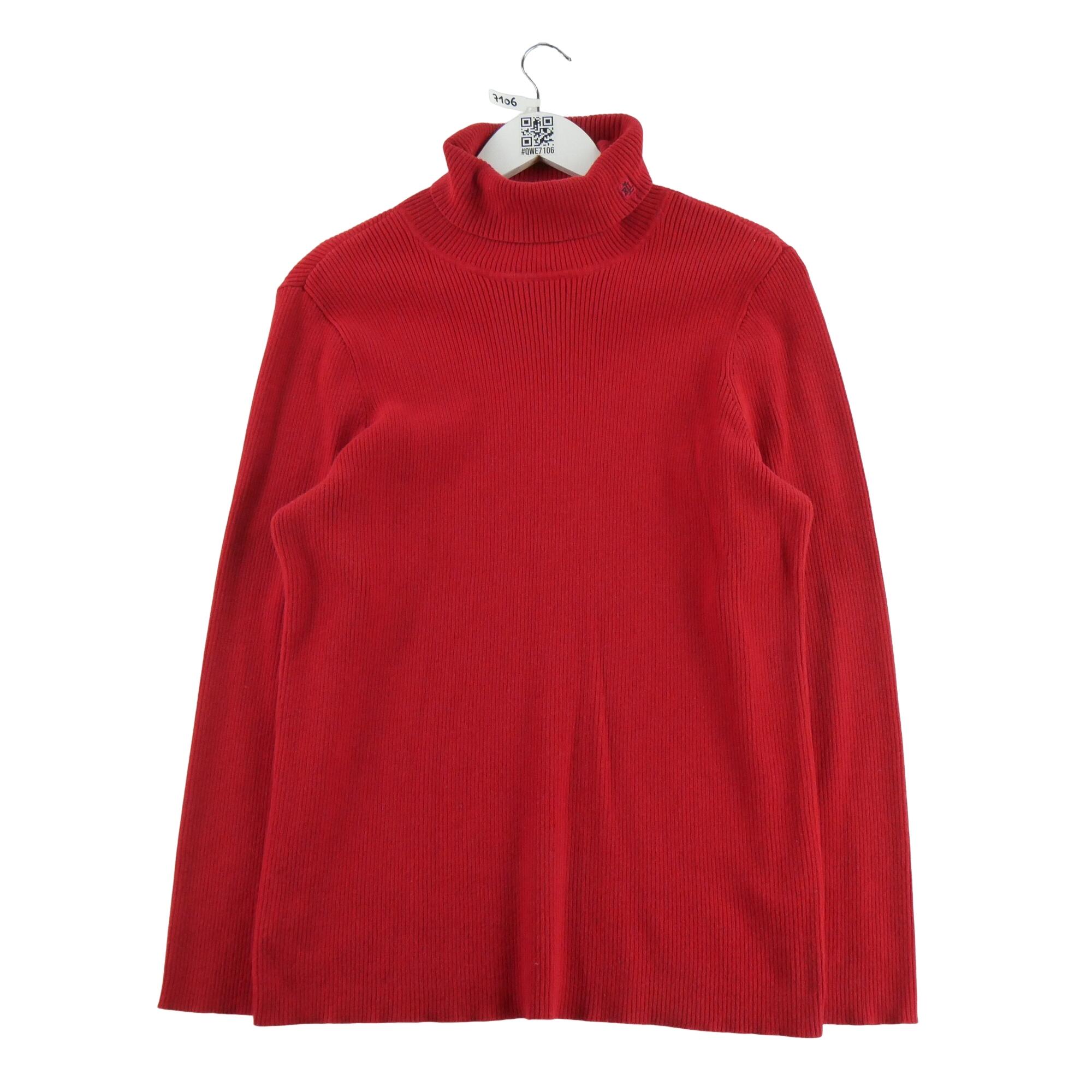 Damski sweter z golfem czerwony