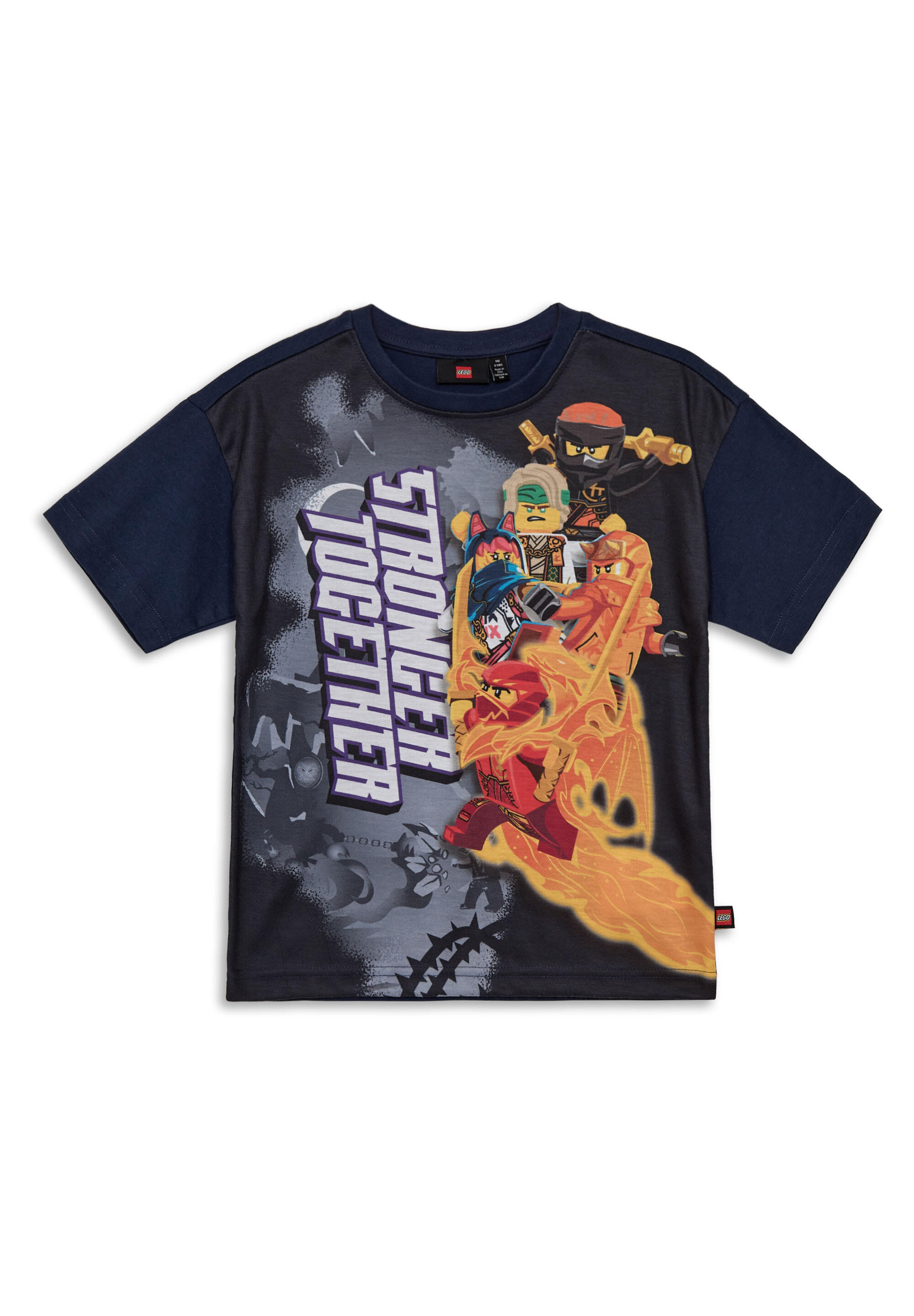 LEGO NINJAGO koszulka dziecięca Taffy 207, granatowa, krótki rękaw, duży nadruk.