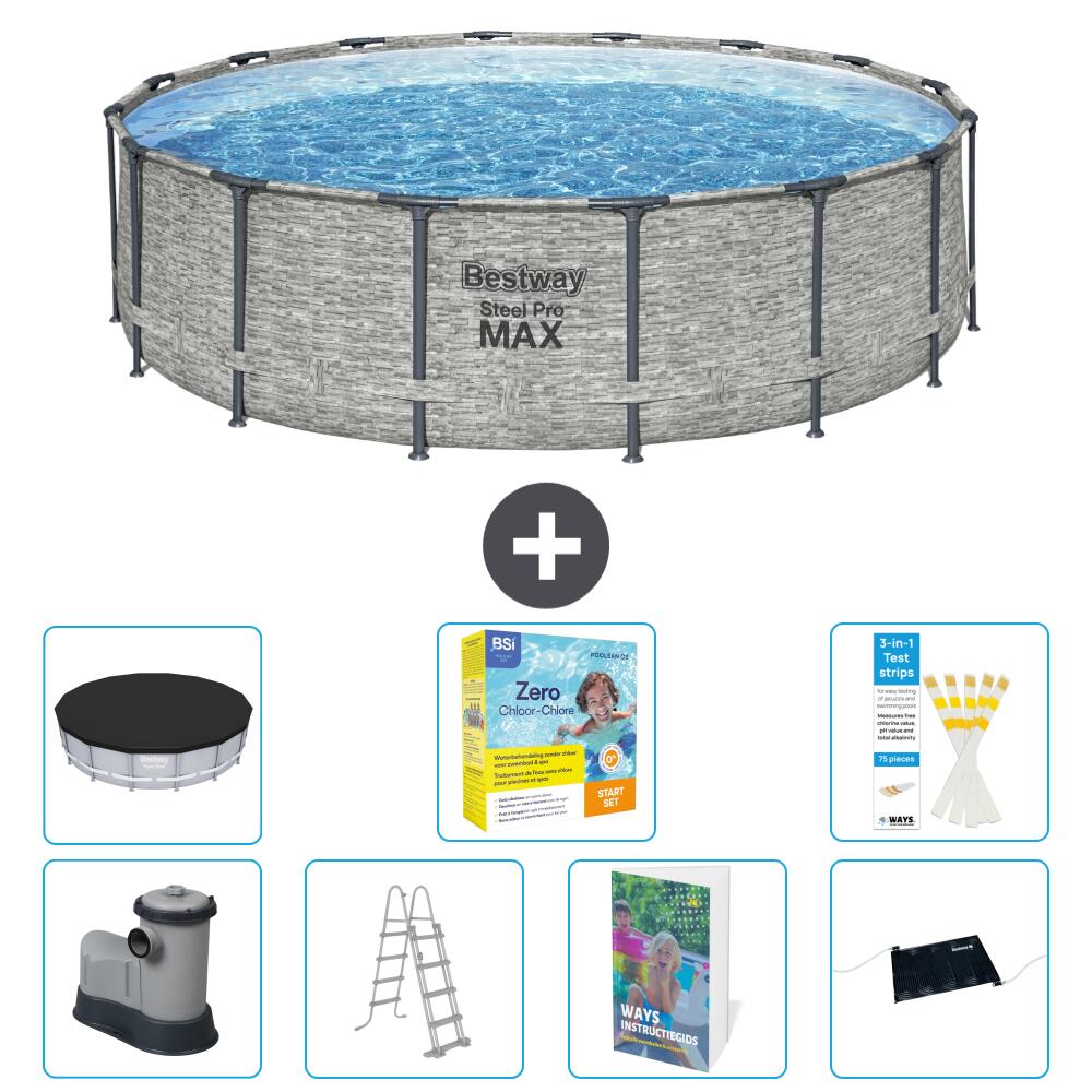 BESTWAY Basen Steel Pro MAX Okrągły - 488x122 cm - 8-częściowy S582