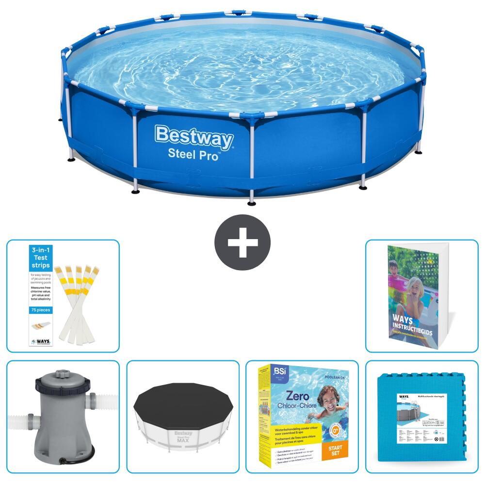 BESTWAY Basen Steel Pro Okrągły - 366x76 cm - 7-częściowy S276
