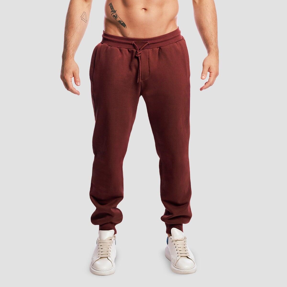 Spodnie męskie fitness oversize ze sznurkiem wiśniowe Base