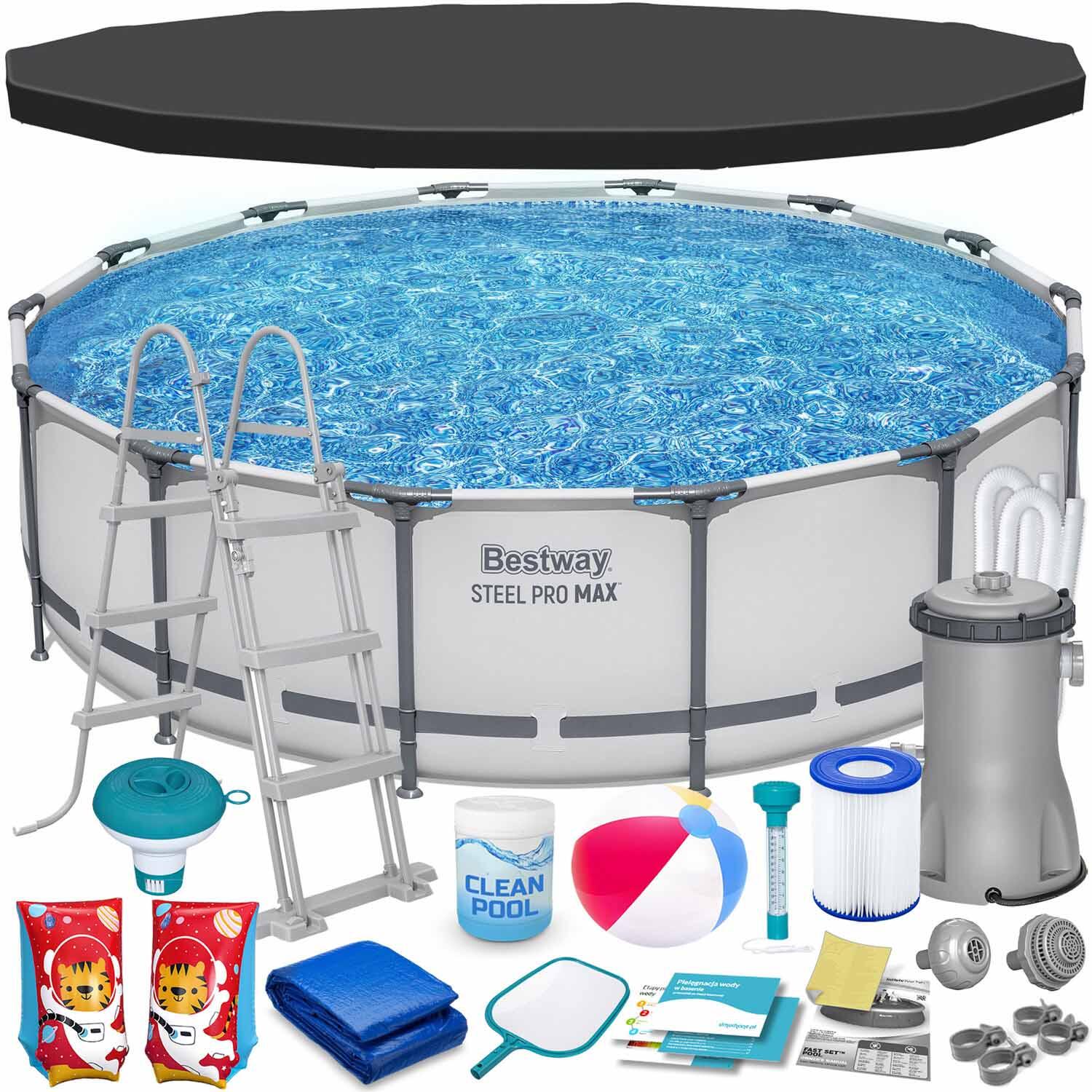 Basen stelażowy ogrodowy Bestway okrągły 427x107cm zestaw 18w1