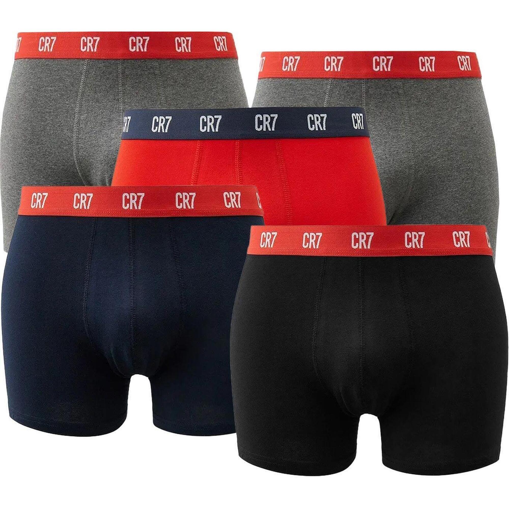 CR7 bokserki męskie 5-pack  szary/granatowy/czerwony  2XL