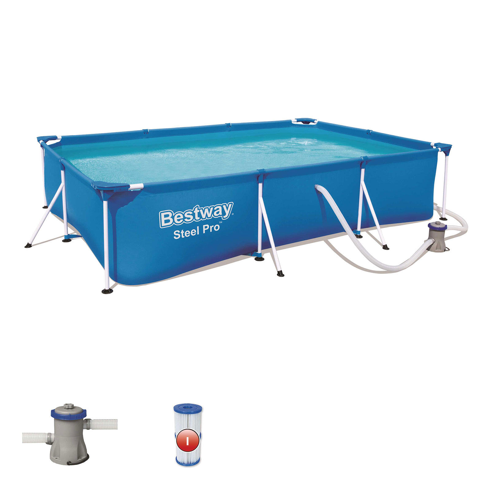 Zestaw basenowy Bestway Steel Pro prostokątny 300x201 cm 56411