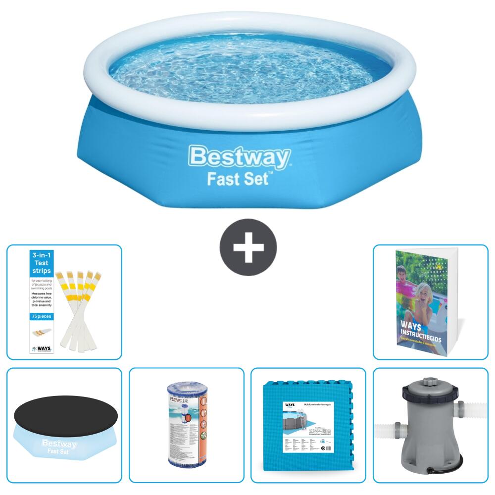 BESTWAY Basen Fast Set Okrągły - 244x61 cm - 7-częściowy S146