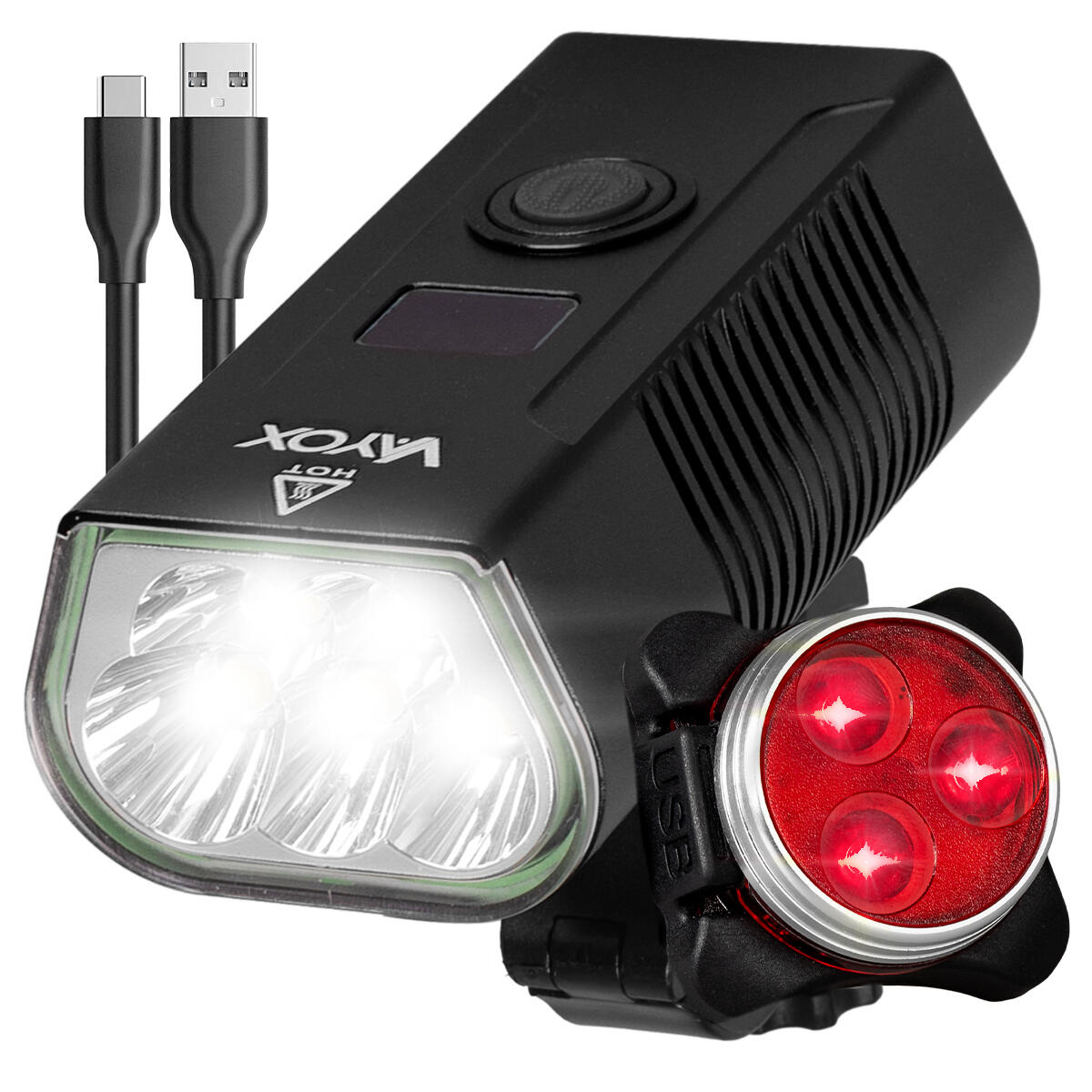 Zestaw lampek rowerowych VAYOX VA0073 + VA0117 przednia i tylna Powerbank