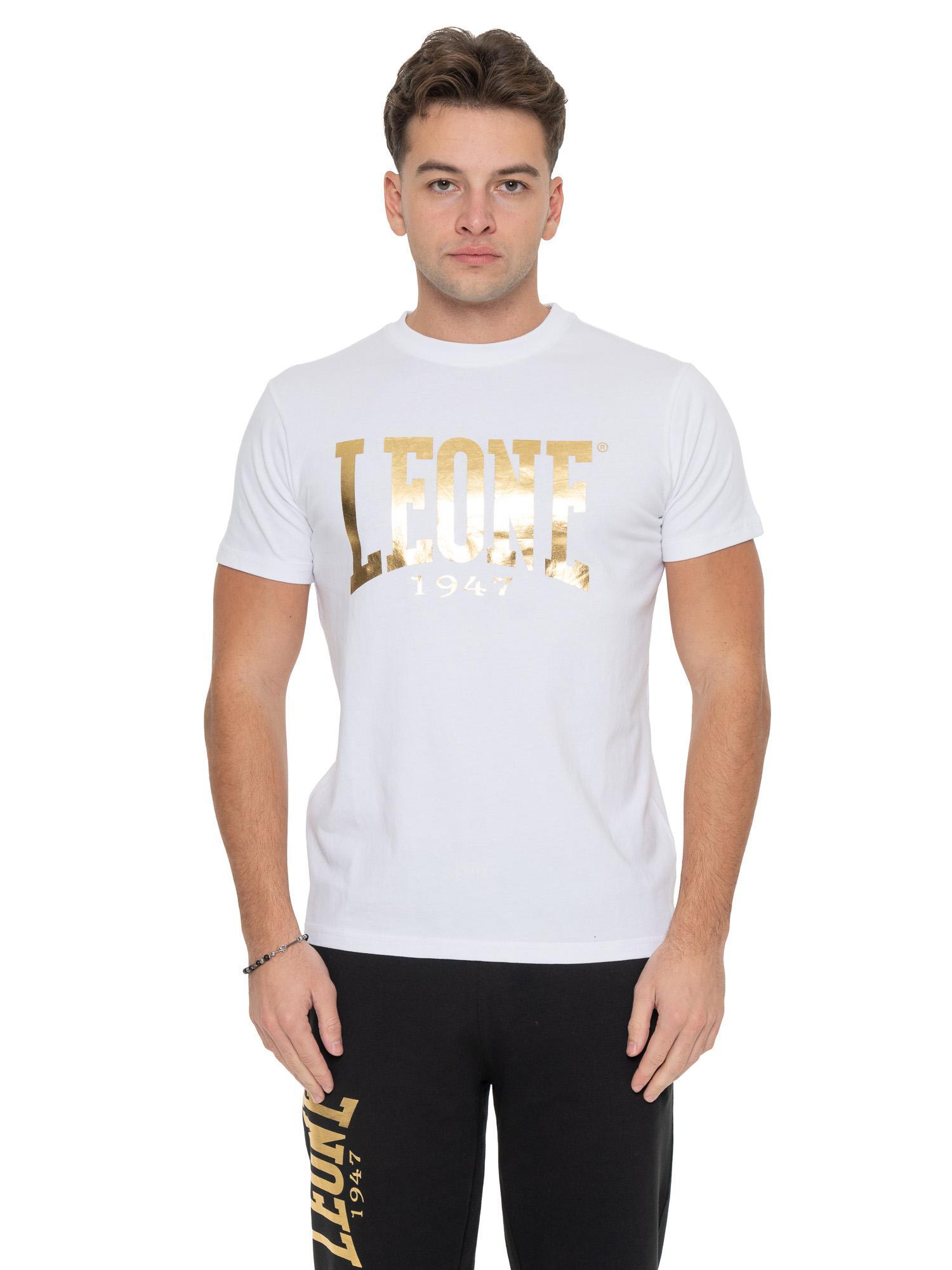 Koszulka Kurzärmliges aus Stretch-Baumwolle z dużym logo Leone 1947 Gold