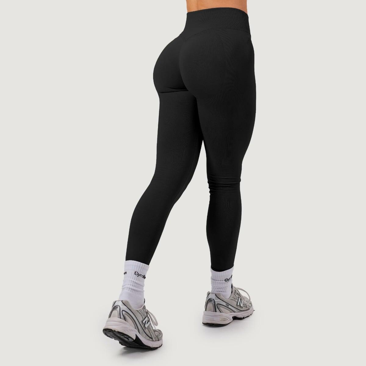 Legginsy damskie fitness bezszwowe z wysokim stanem Black NEO