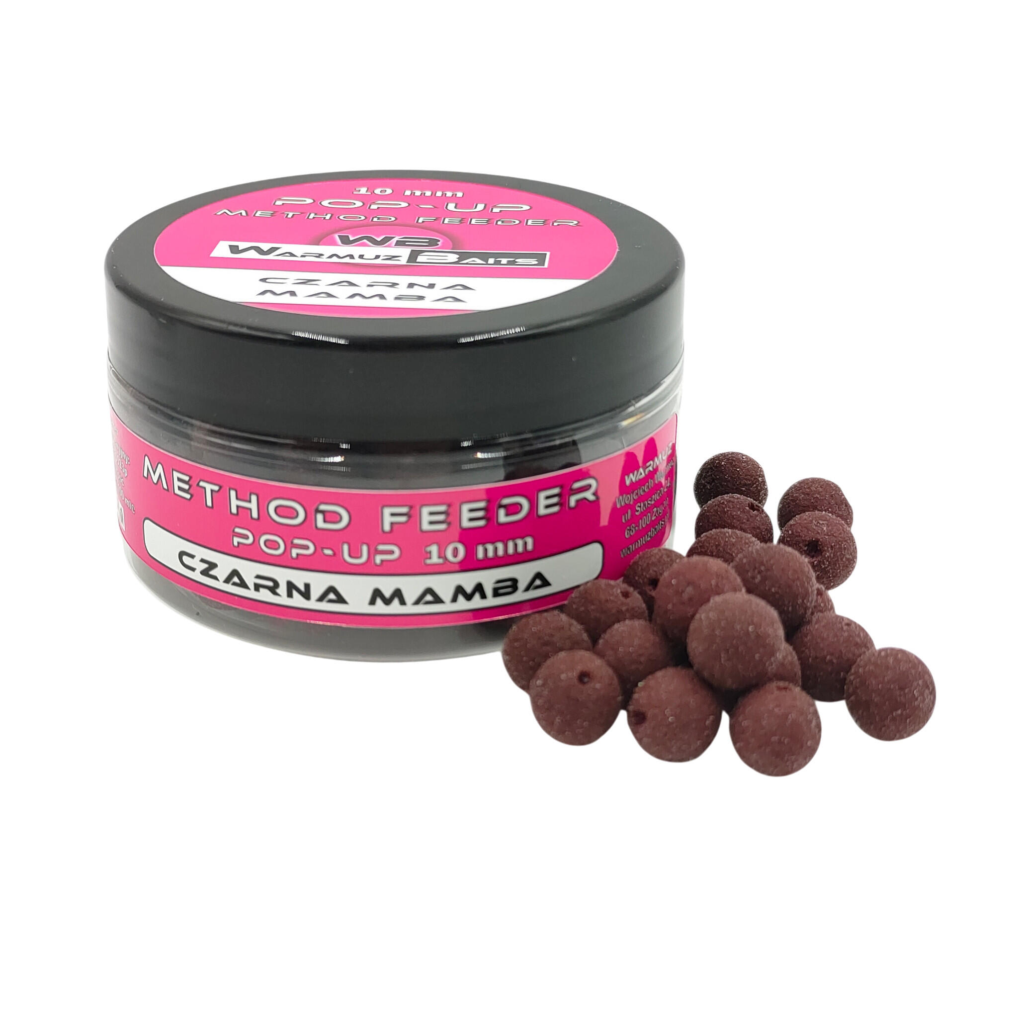 Kulki Pływające Pop Up 10mm z dziurką Warmuz Baits 100ml CZARNA MAMBA