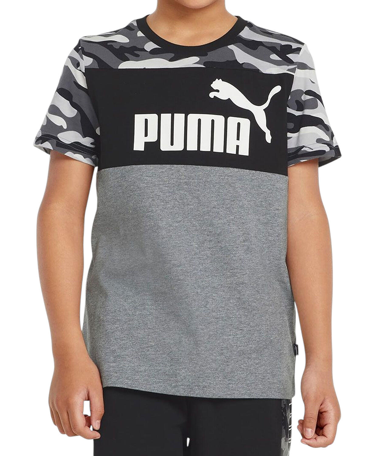 Koszulka dziecięca dla chłopca bawełna szara logo PUMA