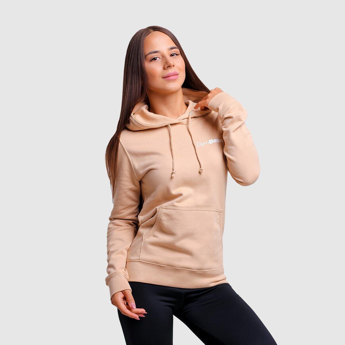 Bluza damska fitness z kapturem piaskowa PRO