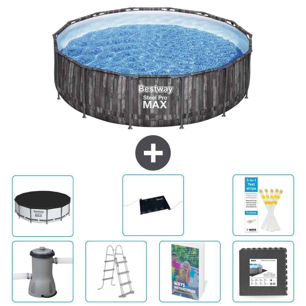 BESTWAY Basen Steel Pro MAX Okrągły - 427x107 cm - 8-częściowy S543