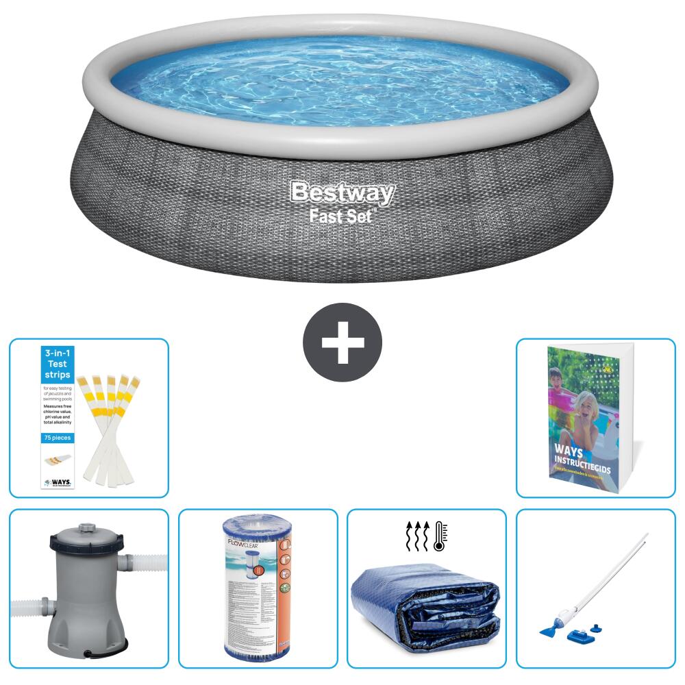 BESTWAY Basen Fast Set Okrągły - 457x84 cm - 7-częściowy S201
