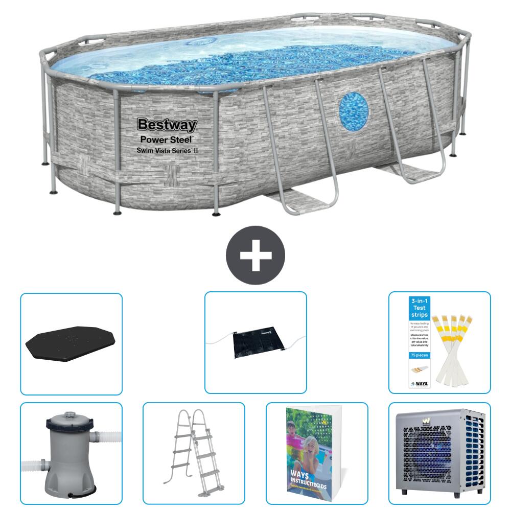 BESTWAY Basen Power Steel Owalny - 427x250x100 cm - 8-częściowy S524