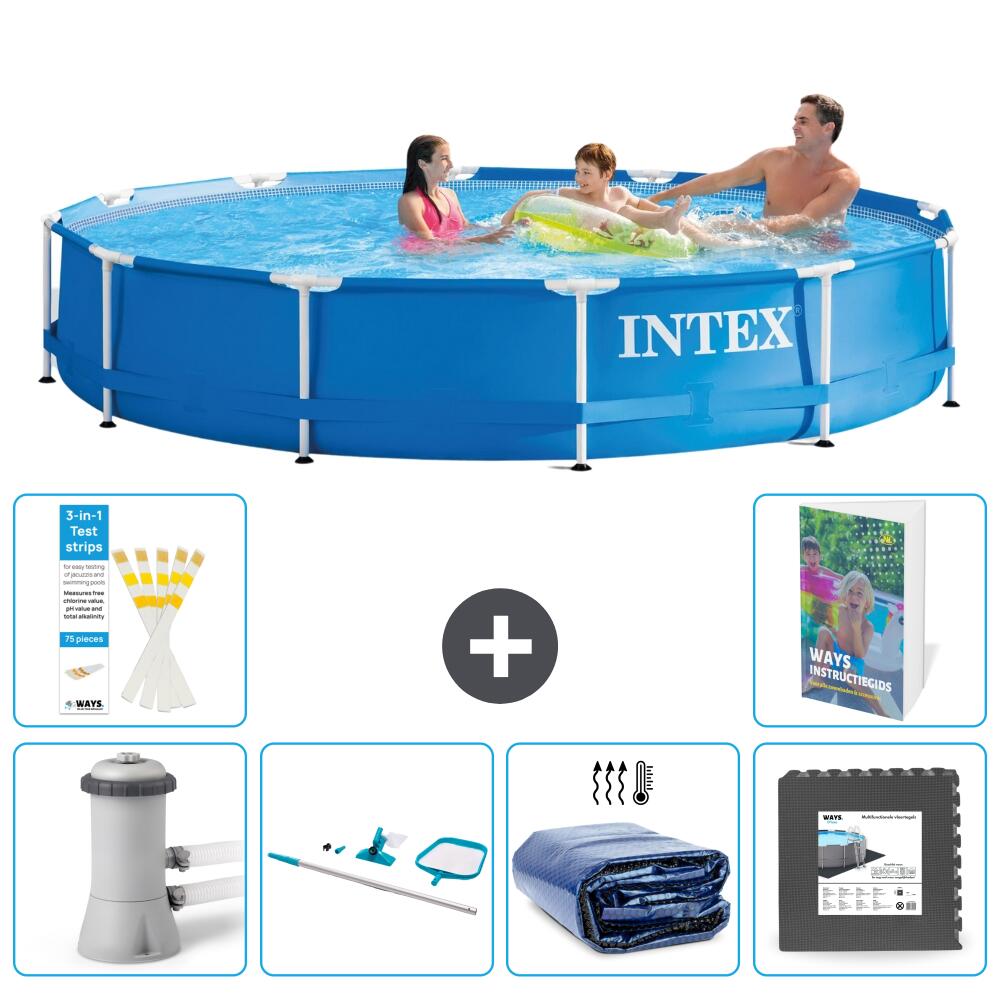INTEX Basen ze stelażem Okrągły - 366x76 cm - 7-częściowy S217