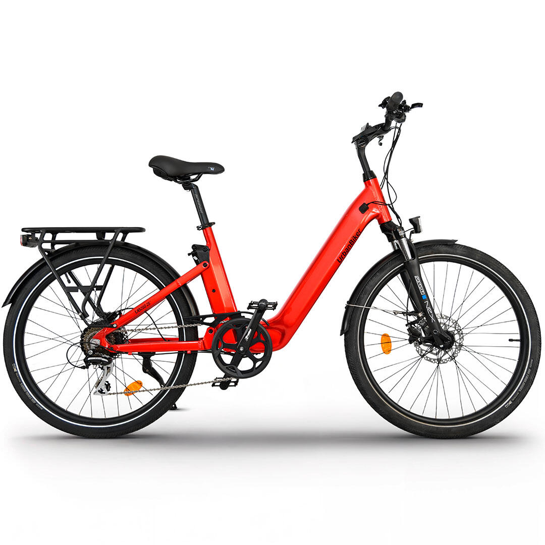 UB200B | Miejski E-Bike Full Suspension | Do 140km | Czerwony | 26