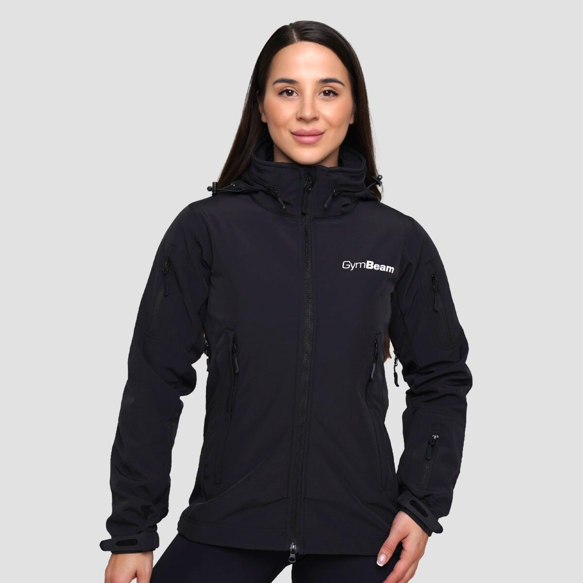 Kurtka damska turystyka softshell z kapturem czarna