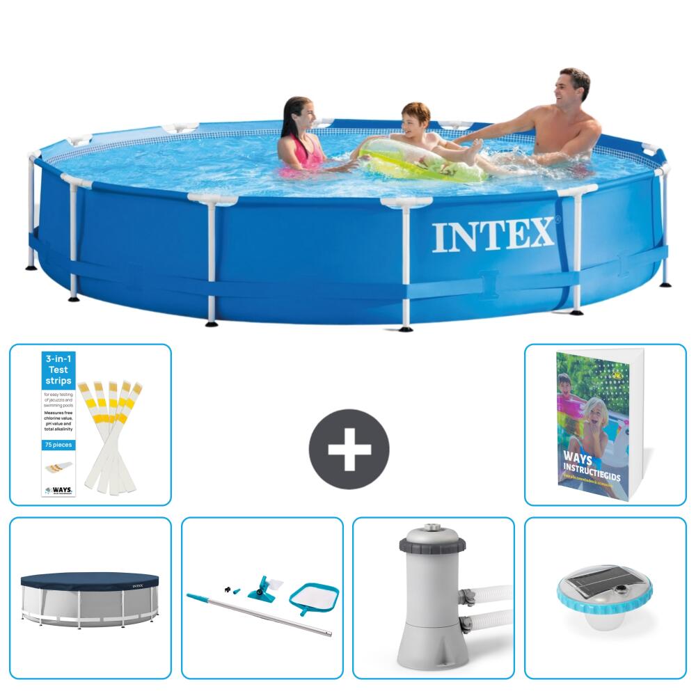 INTEX Basen ze stelażem Okrągły - 366x76 cm - 7-częściowy S73