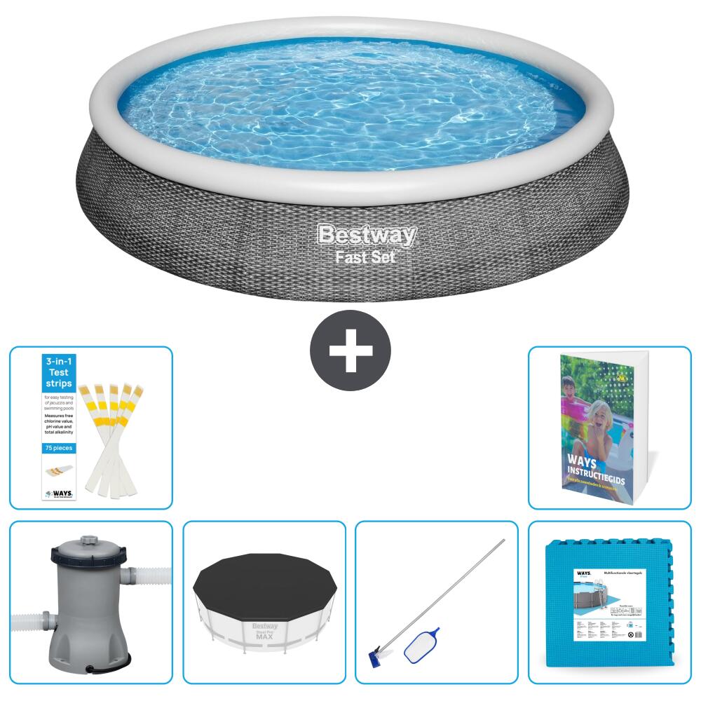 BESTWAY Basen Fast Set Okrągły - 396x84 cm - 7-częściowy S191