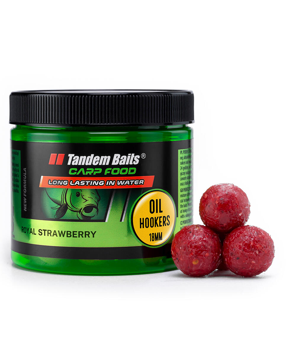 Kulki haczykowe Carp Food Oil Hookers 18mm/120g Doskonała Truskawka