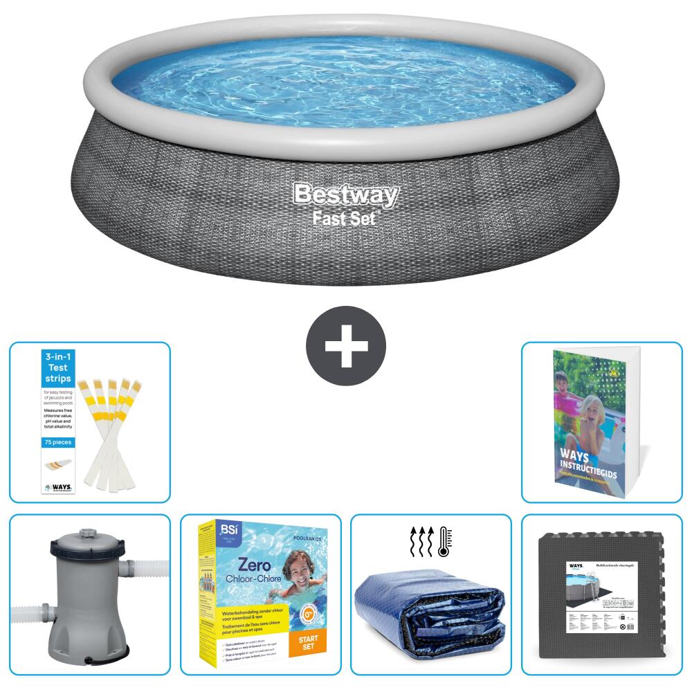 BESTWAY Basen Fast Set Okrągły - 457x84 cm - 7-częściowy S285