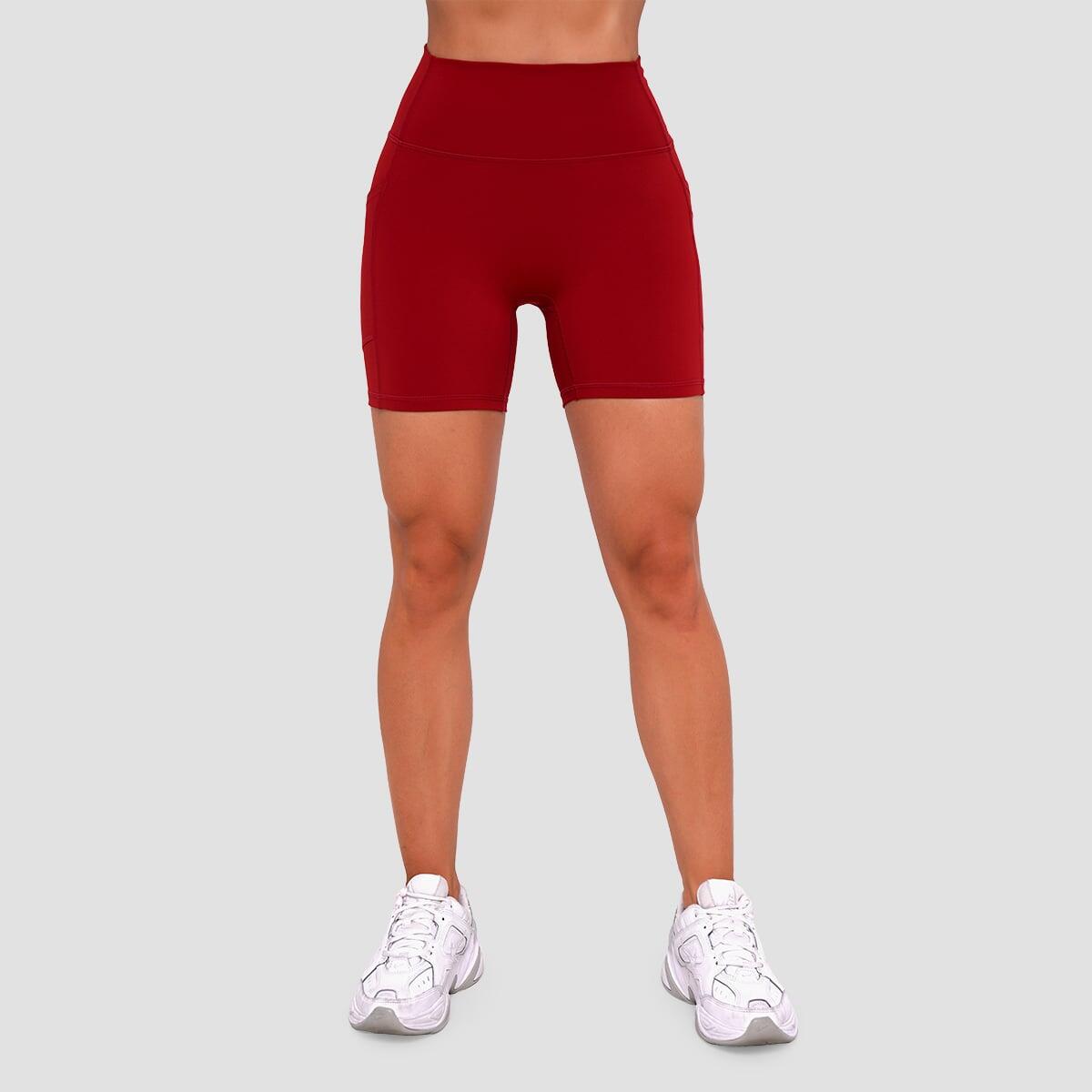 Szorty damskie fitness slim z kieszeniami czerwone Ignite