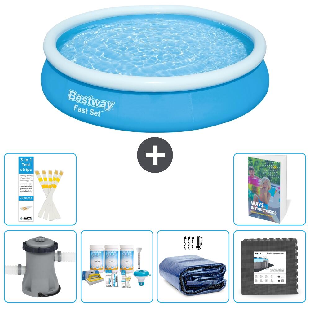 BESTWAY Basen Fast Set Okrągły - 366x76 cm - 7-częściowy S233