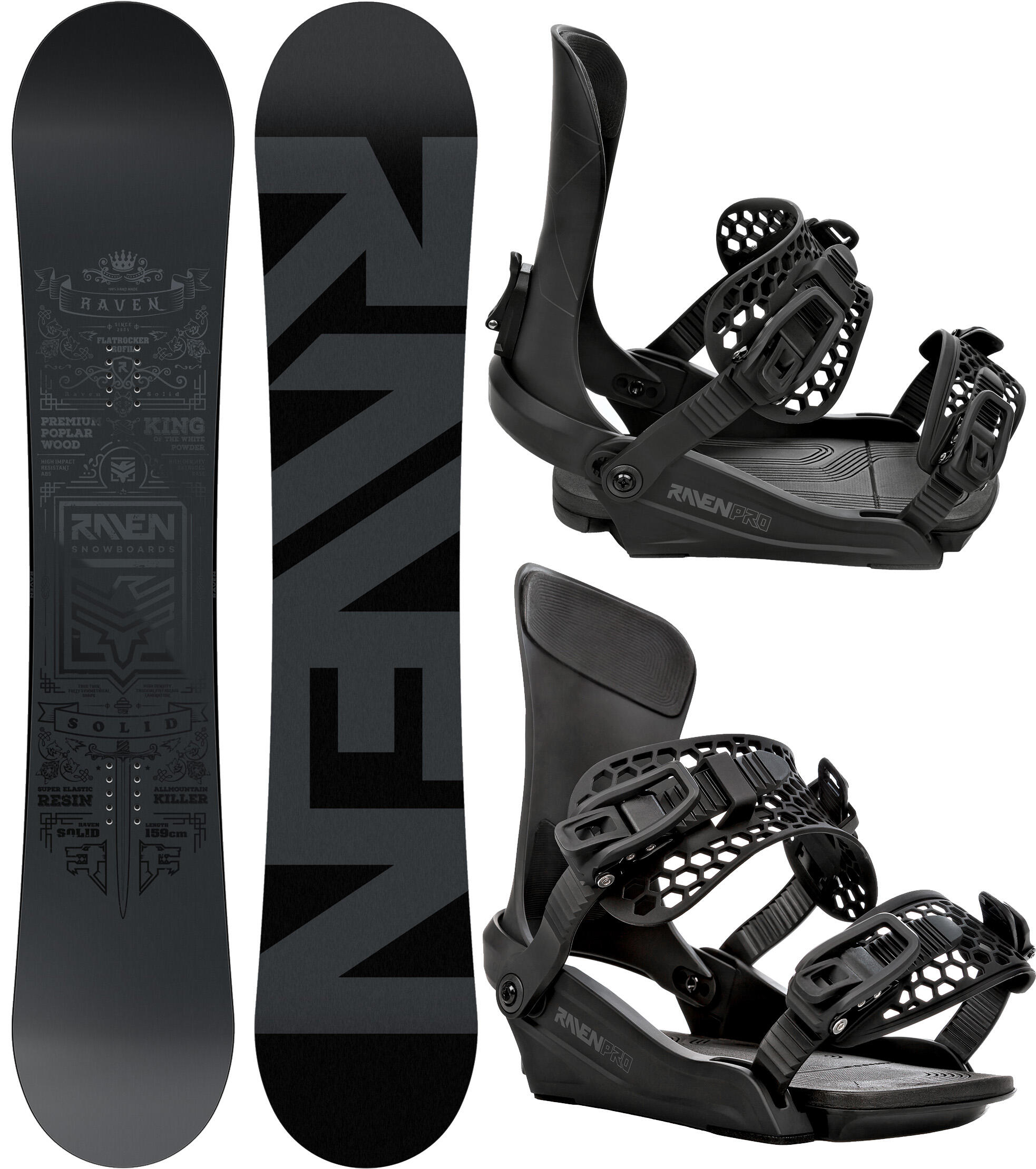 Zestaw Deska snowboardowa Raven Solid Steel + wiązania Raven King