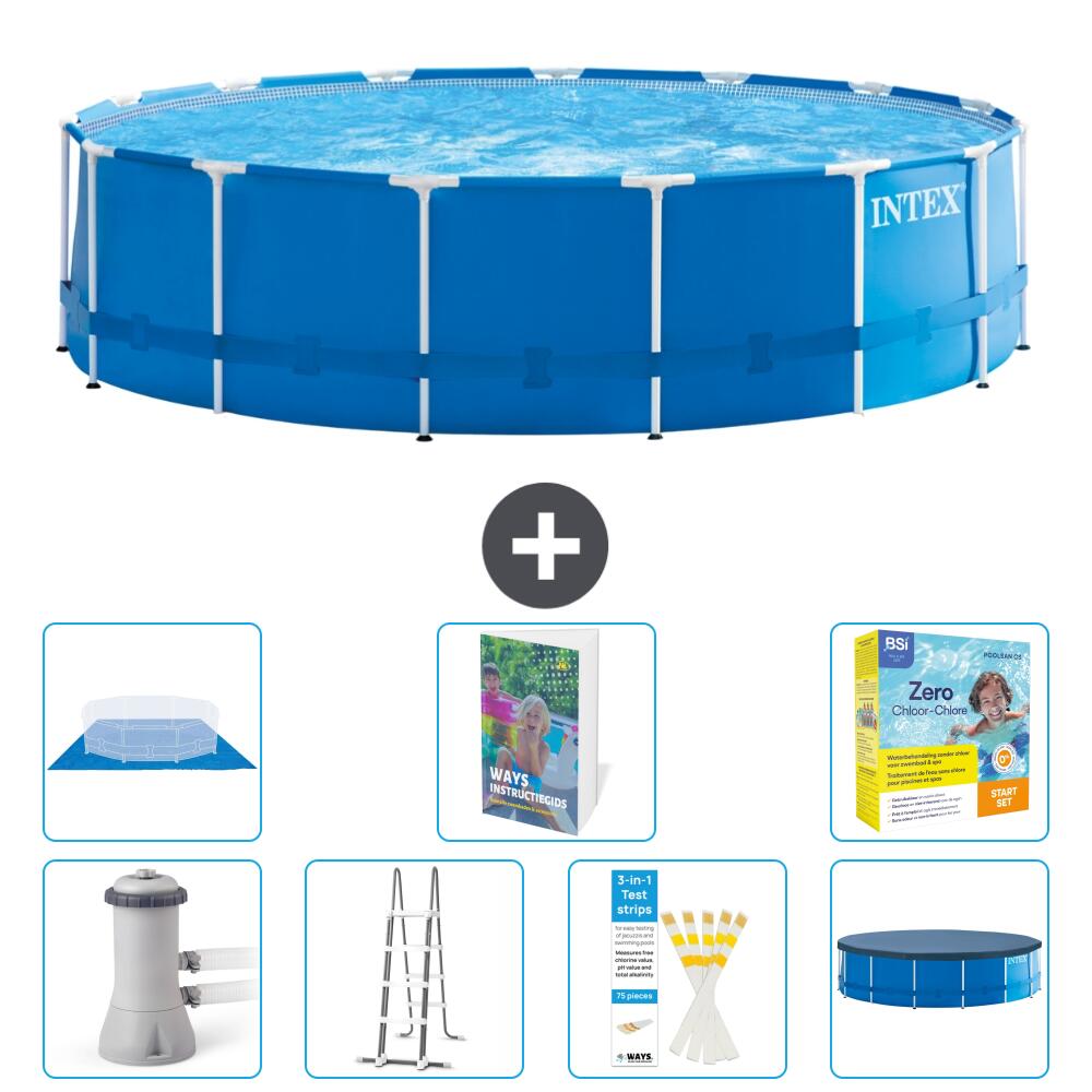 INTEX Basen ze stelażem Okrągły - 457x122 cm - 8-częściowy S546